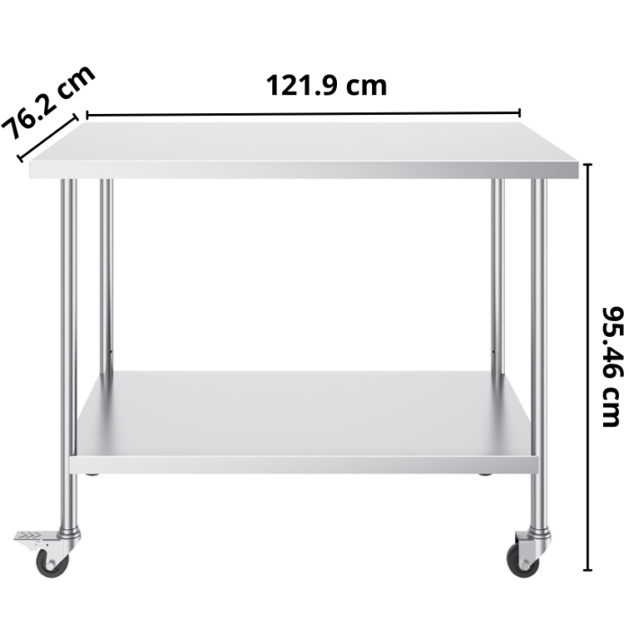 table inox professionnel roulettes