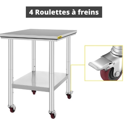 table inox roulettes